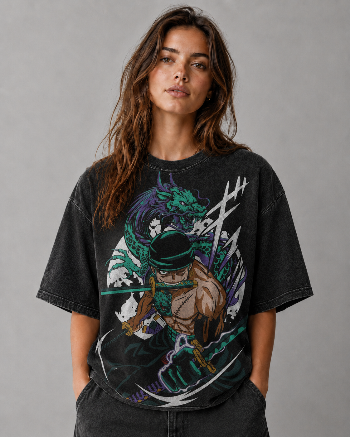Oversized Graphic Print T-Shirt – Dragon Warrior Streetwear Tee