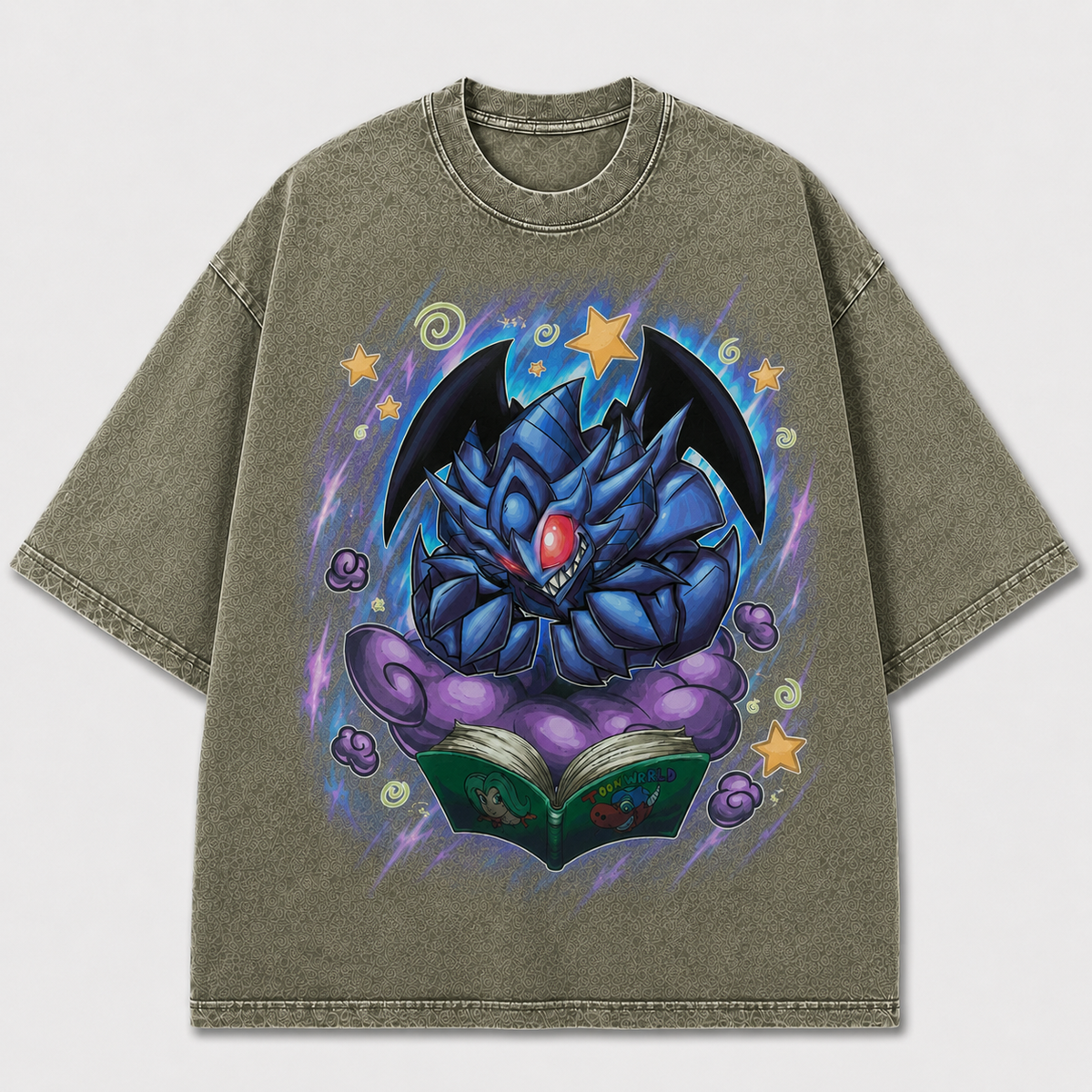 Oversized Shadow Beast Storybook Graphic Tee – Back Print Top