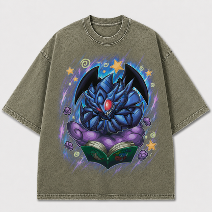 Oversized Shadow Beast Storybook Graphic Tee – Back Print Top