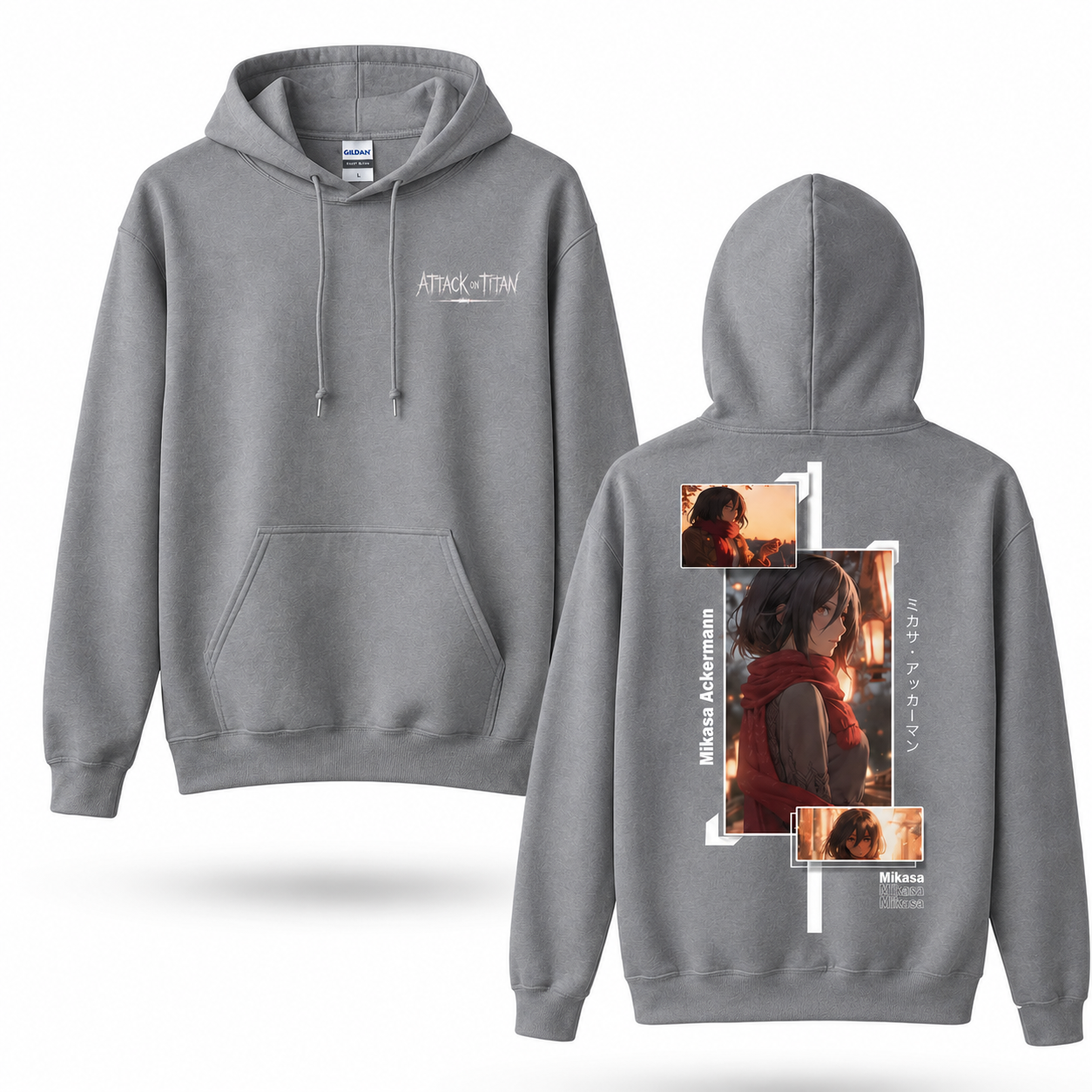 Red Scarf Female Warrior Manga Collage Hoodie