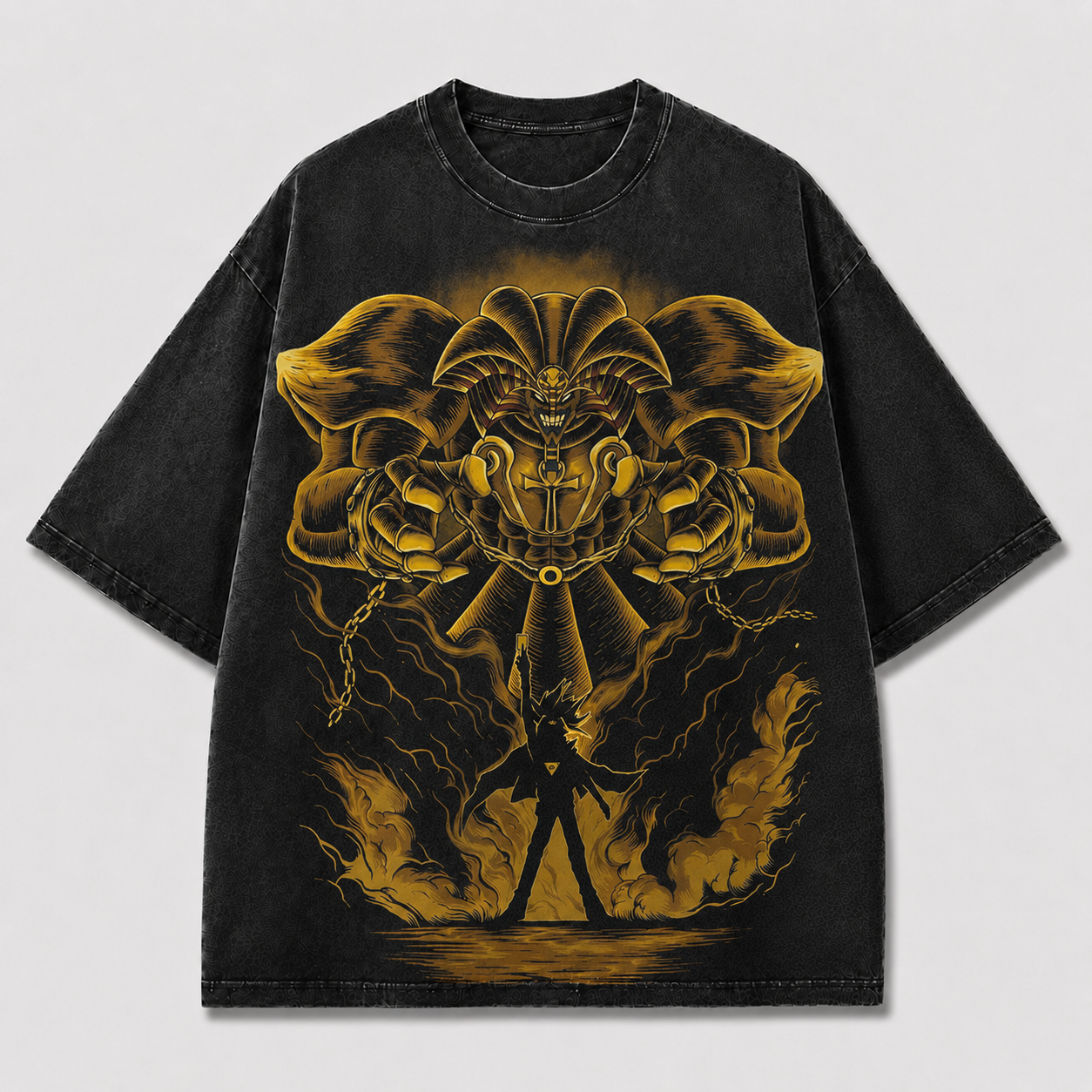 Oversized Golden Beast Graphic Tee – Mythic Silhouette Print Top