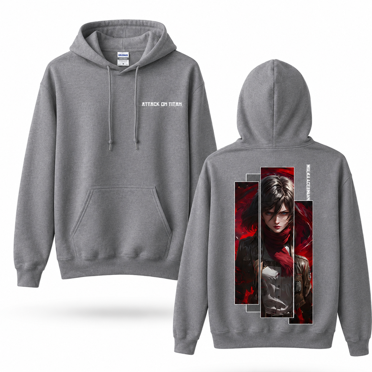 Crimson Scarf Warrior Geometric Portrait Hoodie