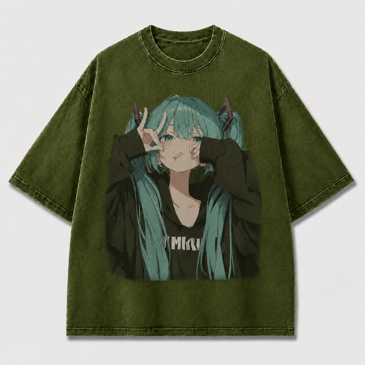 Oversized Graphic Print T-Shirt – Twin-Tail Waifu Streetwear Tee