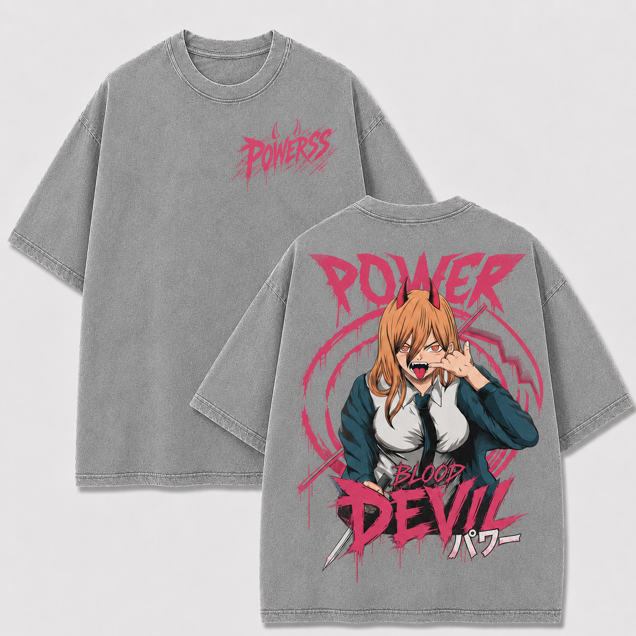 Oversized Streetwear Graphic Tee – Horned Character Blood Print