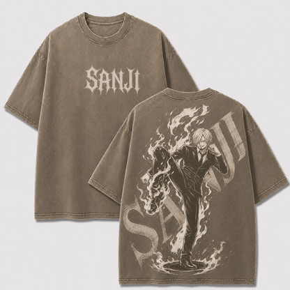 Oversized Streetwear Graphic Tee – Fire Kick Suited Silhouette Print