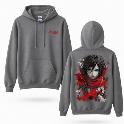 Crimson Scarf Warrior Grunge Graphic Hoodie