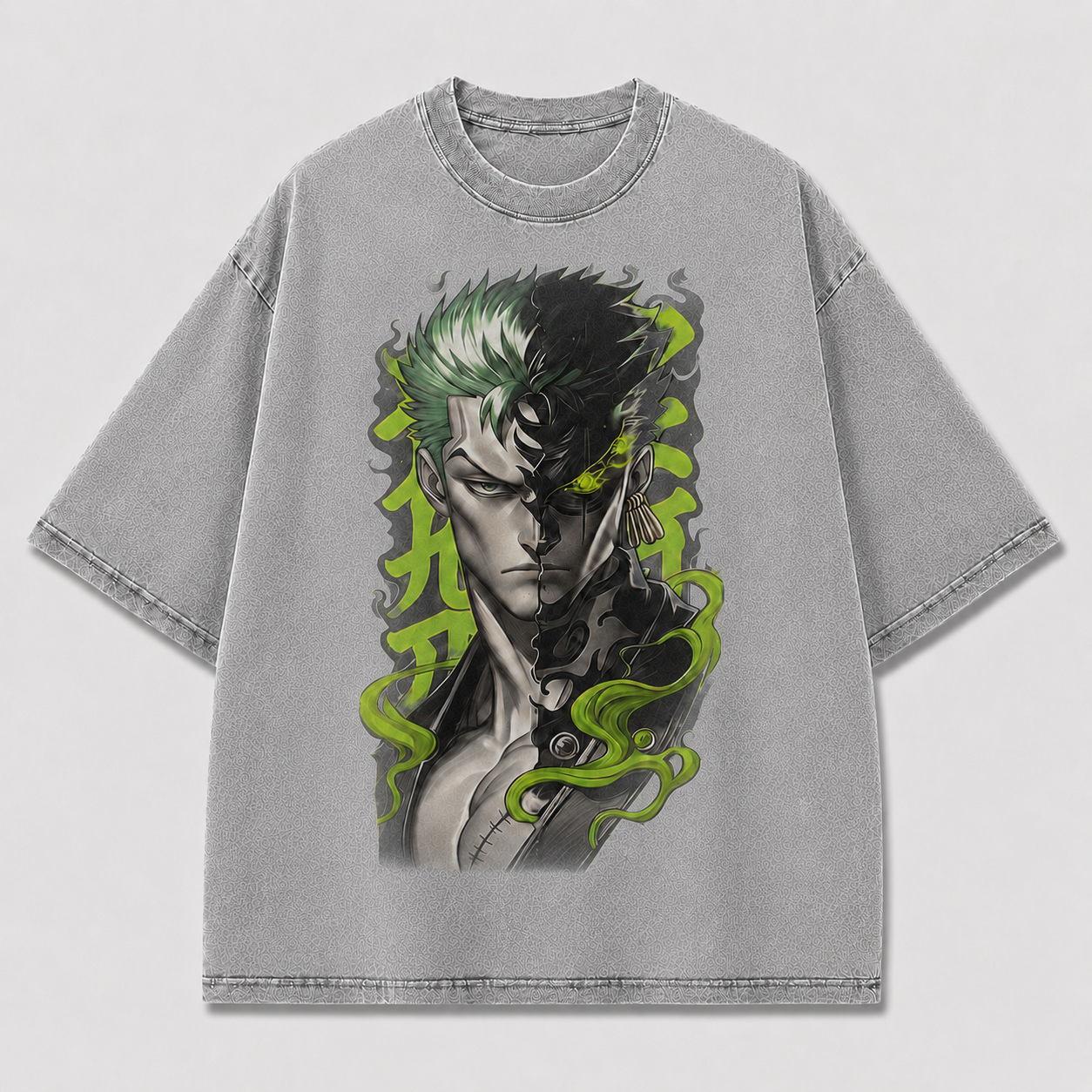 Oversized Graphic Print T-Shirt – Swordsman Portrait Streetwear Tee