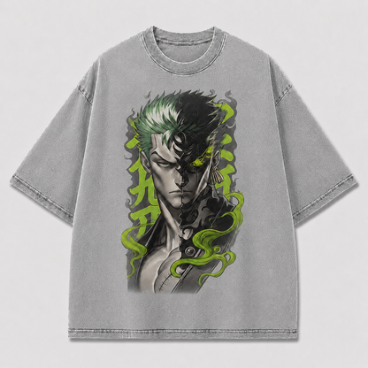 Oversized Graphic Print T-Shirt – Swordsman Portrait Streetwear Tee