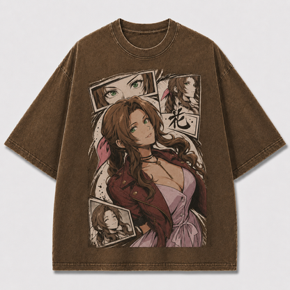 Oversized Graphic Print T-Shirt – Flower Girl Waifu Streetwear Tee