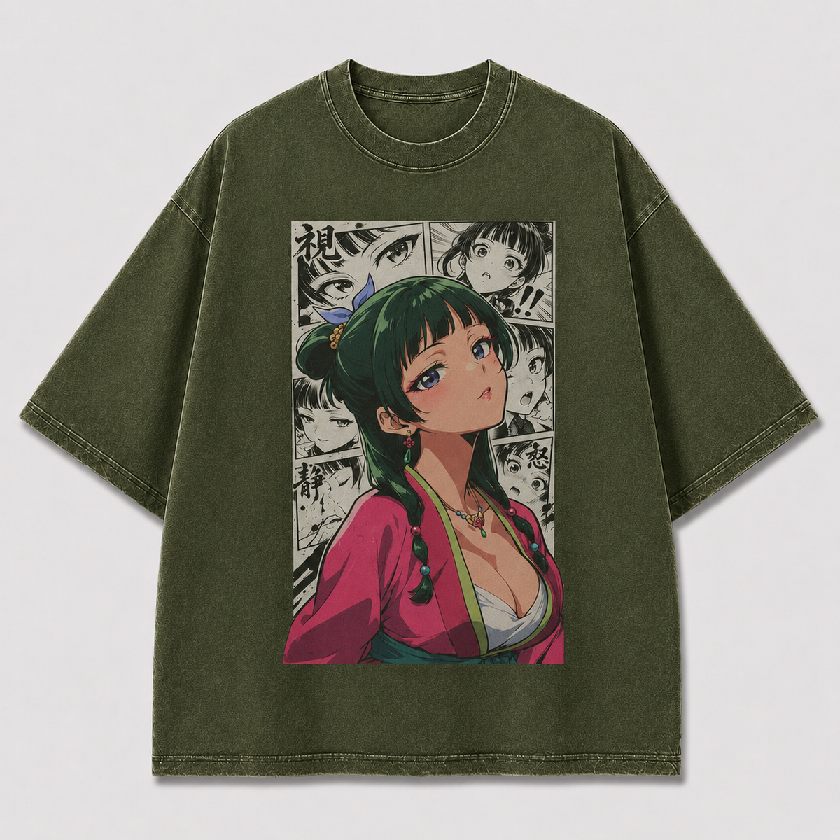 Oversized Graphic Print T-Shirt – Traditional Waifu Streetwear Tee