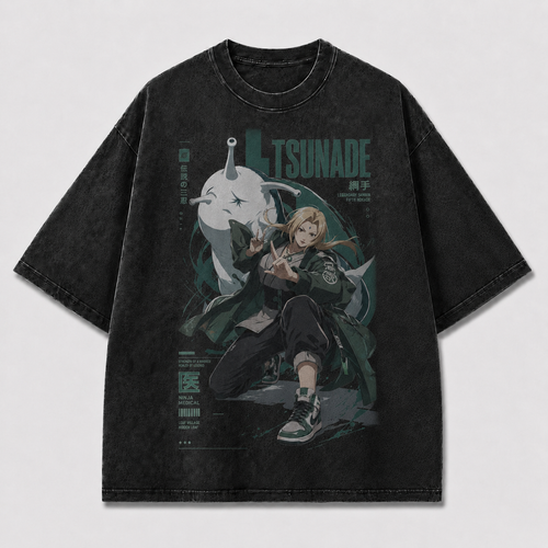 Oversized Streetwear Graphic Tee – Tech Infographic Character Print