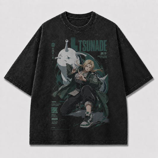 Oversized Streetwear Graphic Tee – Tech Infographic Character Print