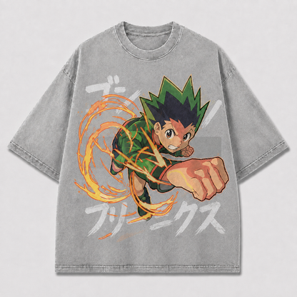 Oversized Blazing Punch Graphic Tee – Action Print Top