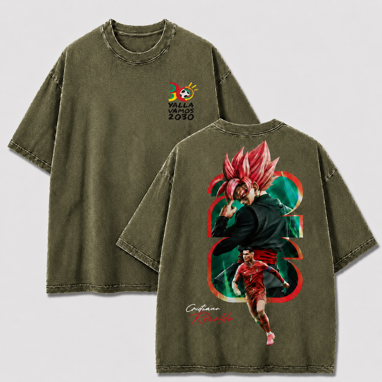 Khaki Anh 7 football anime shirt with number 7 crossover artwork