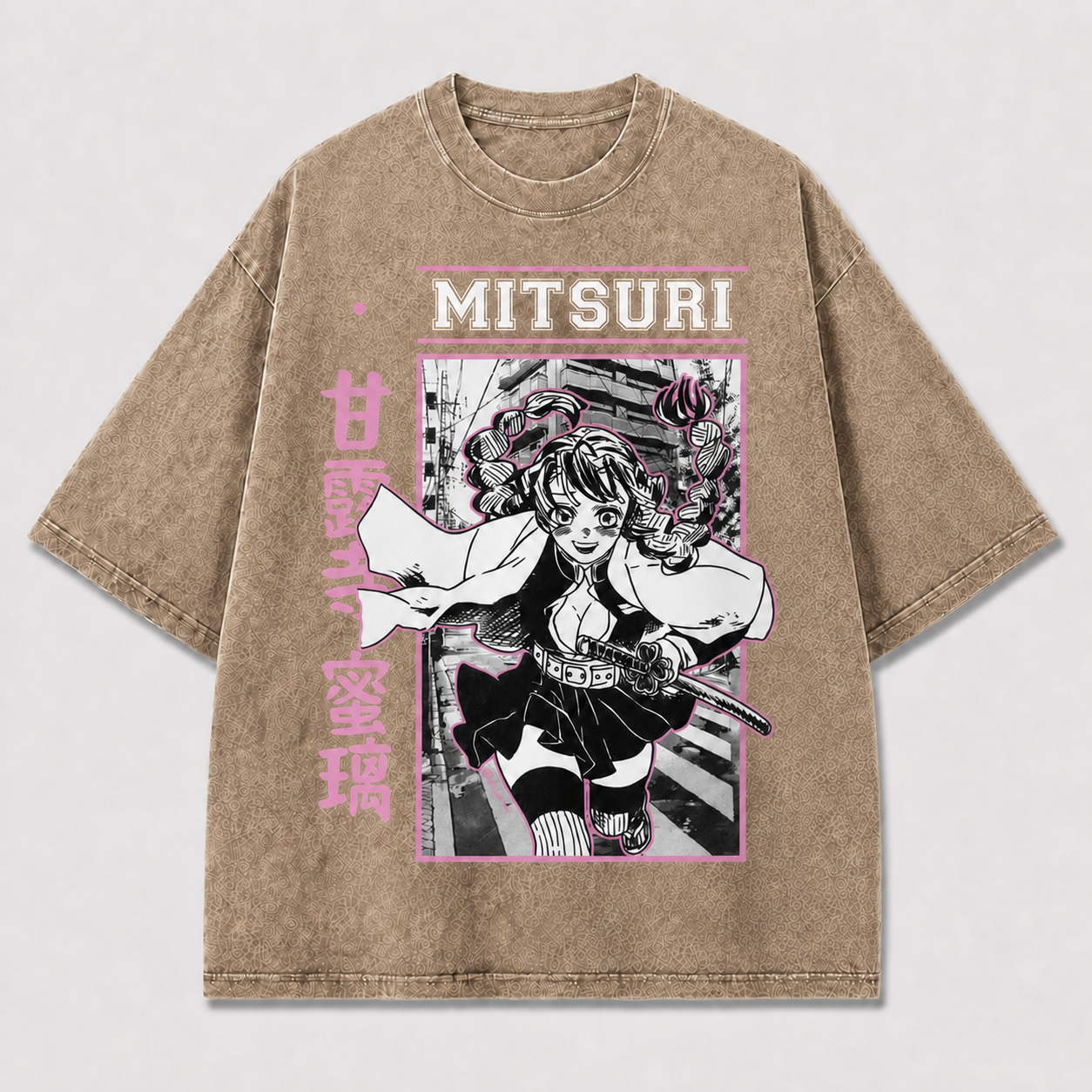 And Action Portrait Featuring a Cheerful Braided Oversized Graphic Tee