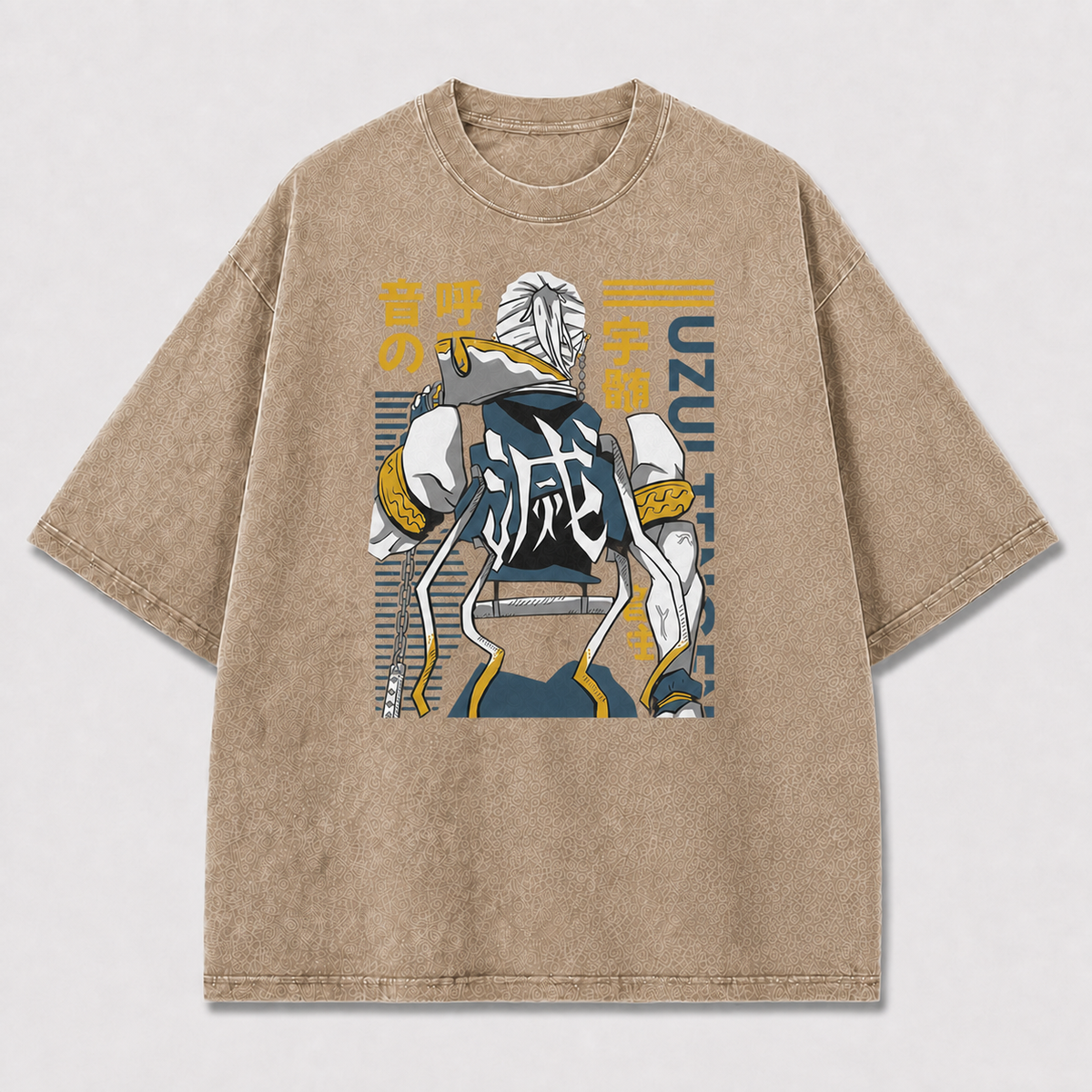 And Back Portrait of a Chained Muscular Oversized Graphic Tee