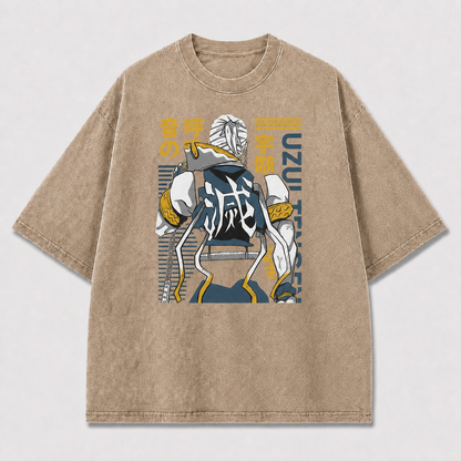 And Back Portrait of a Chained Muscular Oversized Graphic Tee
