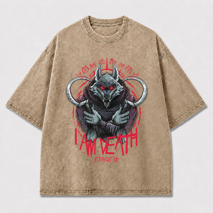 Menacing Armored Wolf with Glowing Eyes Framed Oversized Graphic Tee