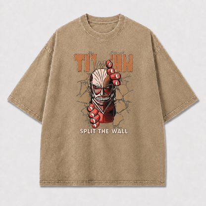 And Colossal Face Breaking through a Wall Oversized Graphic Tee