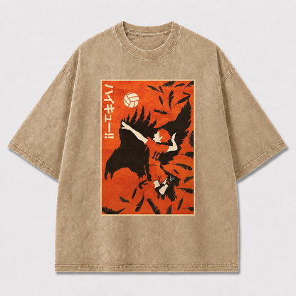 Winged Volleyball Silhouette Graphic Tee