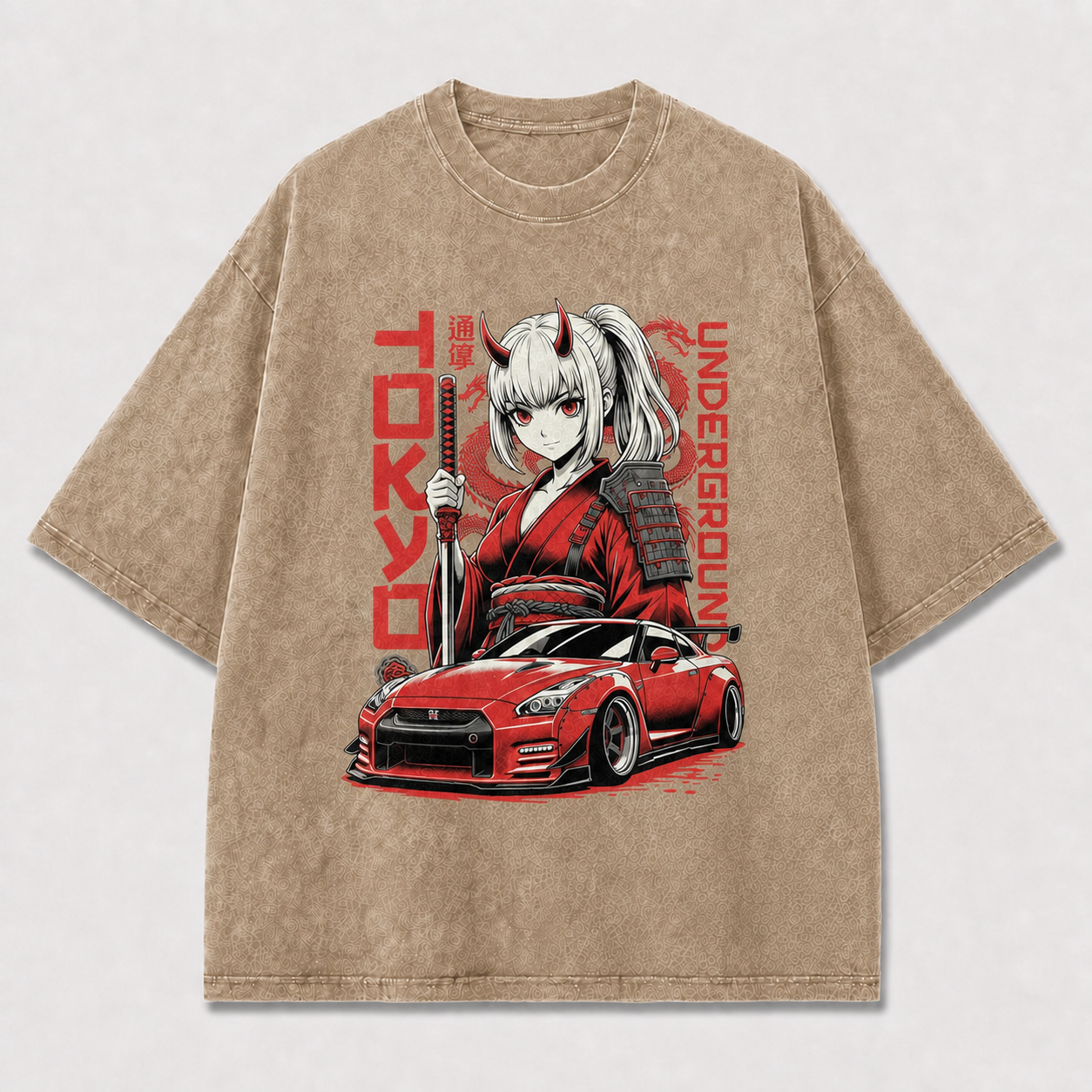 And Graphic Featuring a Horned Sword Warrior Oversized Graphic Tee