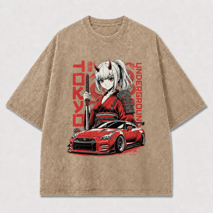 And Graphic Featuring a Horned Sword Warrior Oversized Graphic Tee