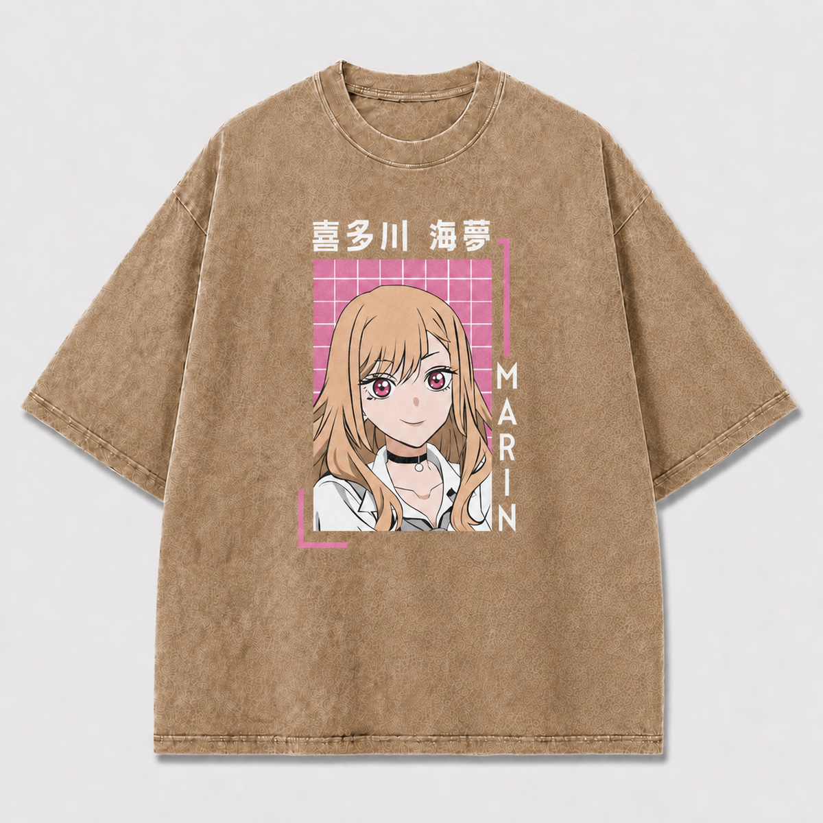 And Smiling Blonde Portrait inside a Retro Oversized Graphic Tee