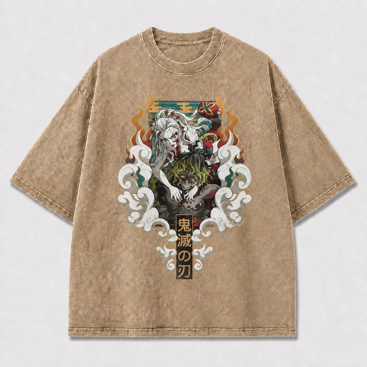 Ornate and Illustration of Two Fierce Oversized Graphic Tee