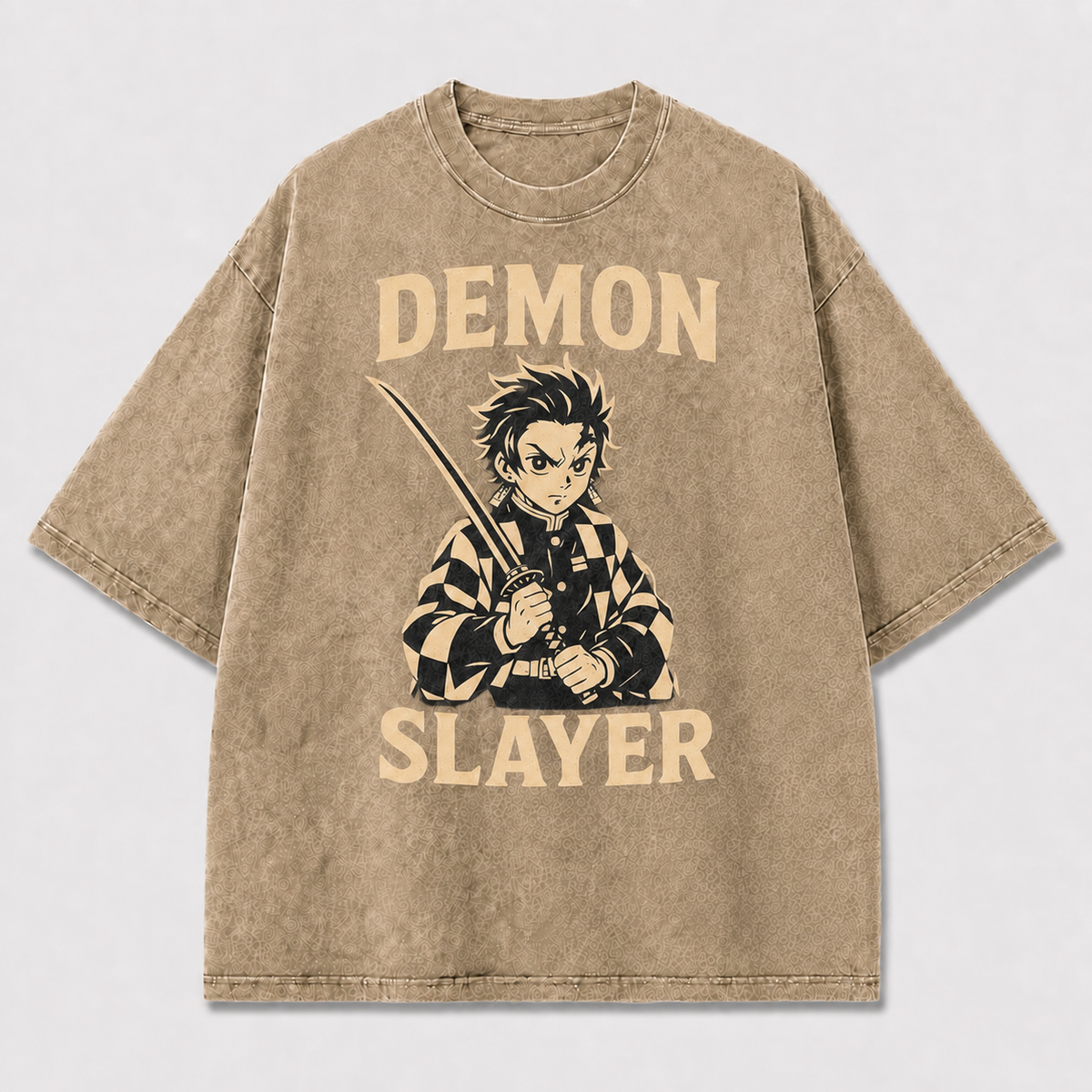 Vintage Beige and Graphic Featuring a Determined Oversized Graphic Tee