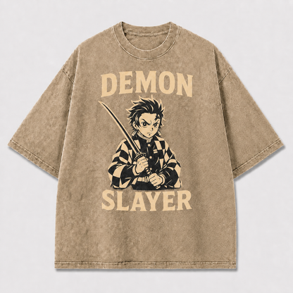 Vintage Beige and Graphic Featuring a Determined Oversized Graphic Tee