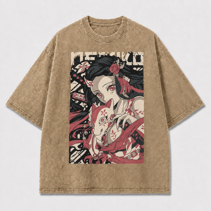And Portrait of a Mysterious Woman Holding Oversized Graphic Tee