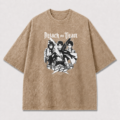 High-contrast Monochrome Trio of Uniformed Oversized Graphic Tee