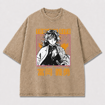 And Portrait of a Calm Swordsman In Oversized Graphic Tee