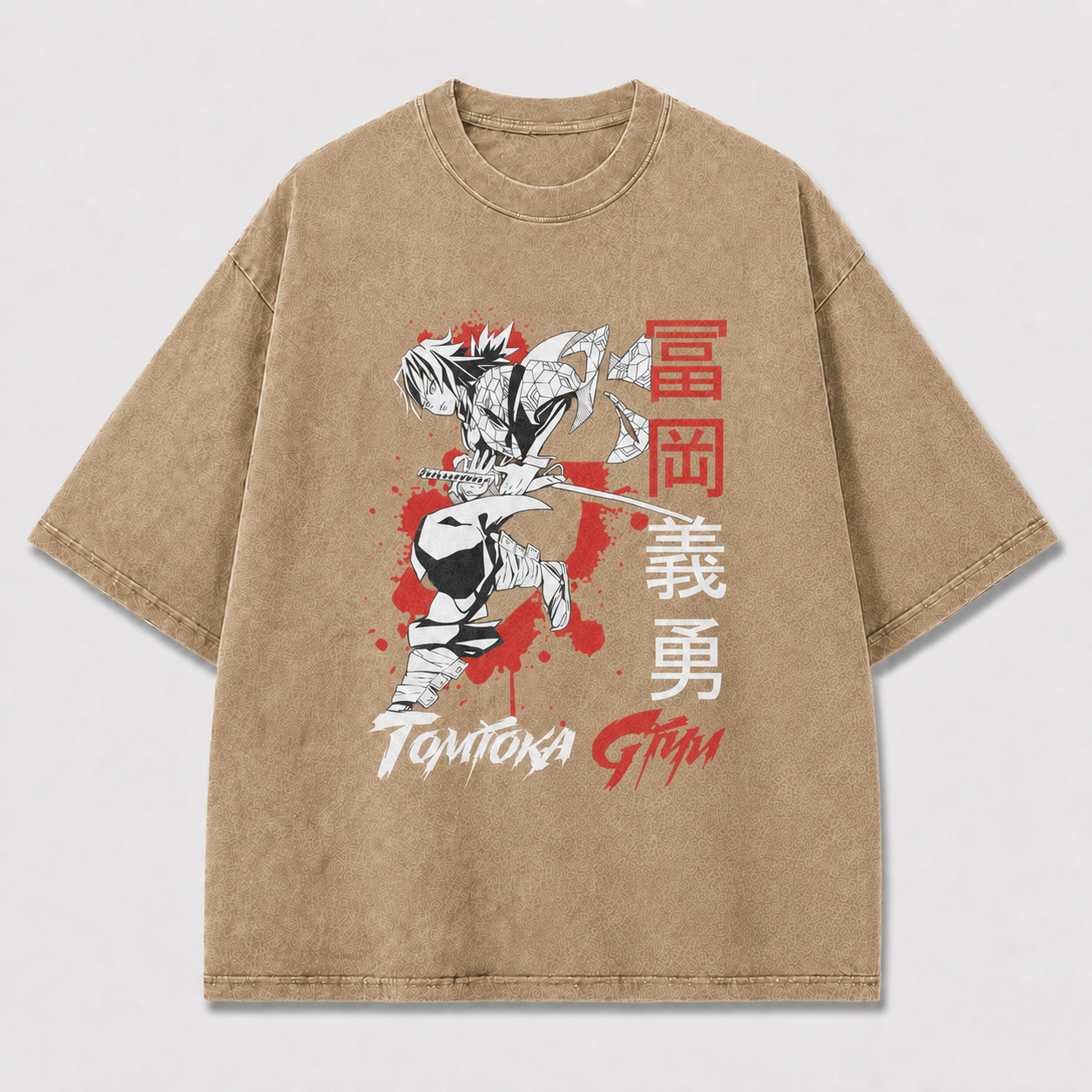And Crouching Sword Fighter with Splatter Oversized Graphic Tee