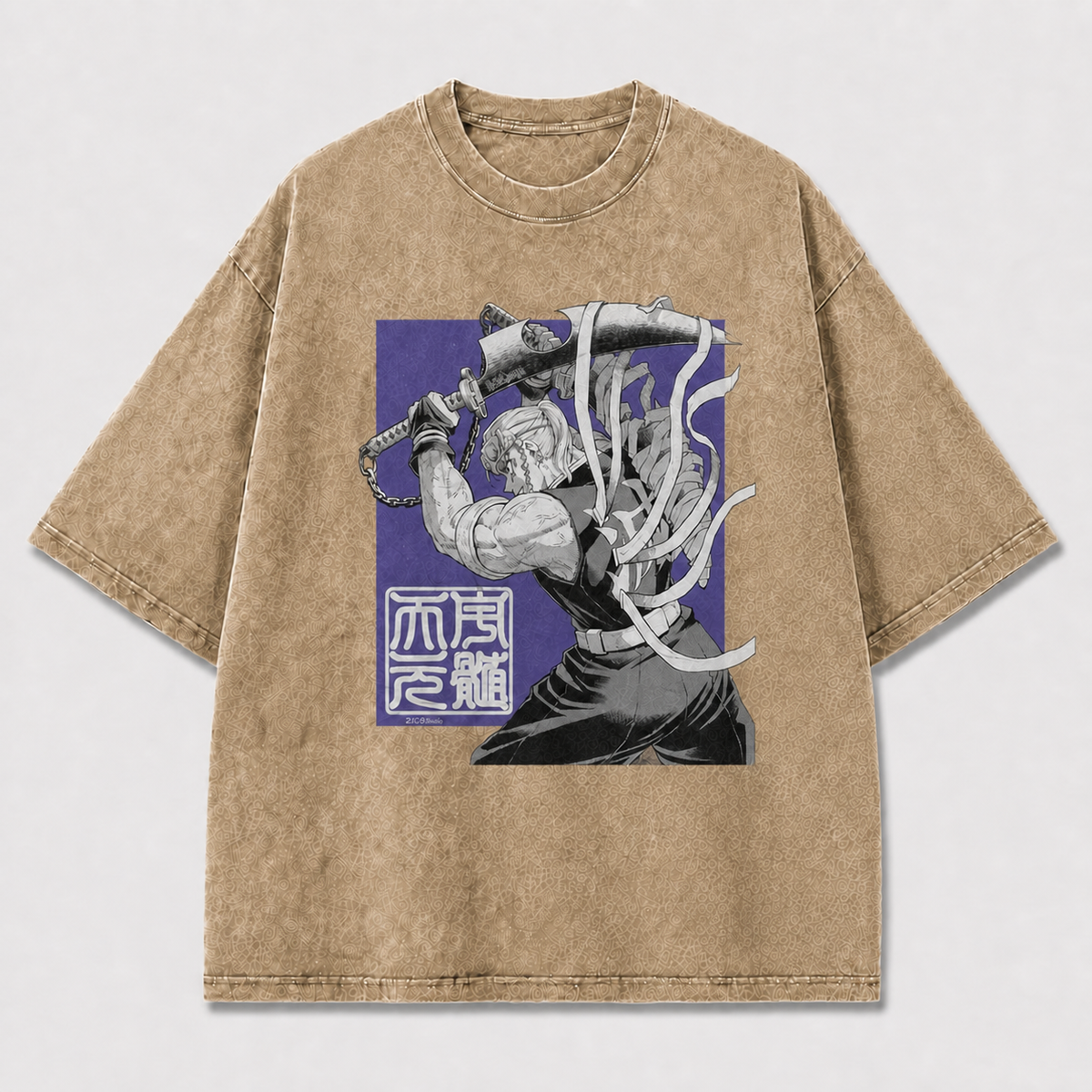 And Muscular Dual-blade Warrior Rendered In Oversized Graphic Tee