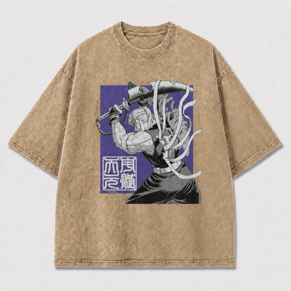 And Muscular Dual-blade Warrior Rendered In Oversized Graphic Tee