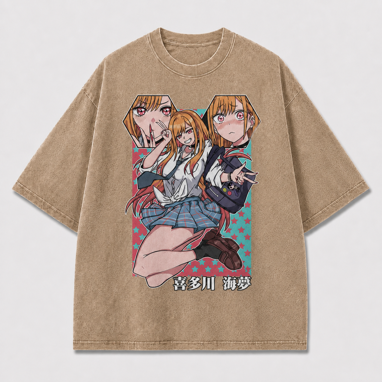 Bright Multi-panel Illustration of an Expressive Oversized Graphic Tee