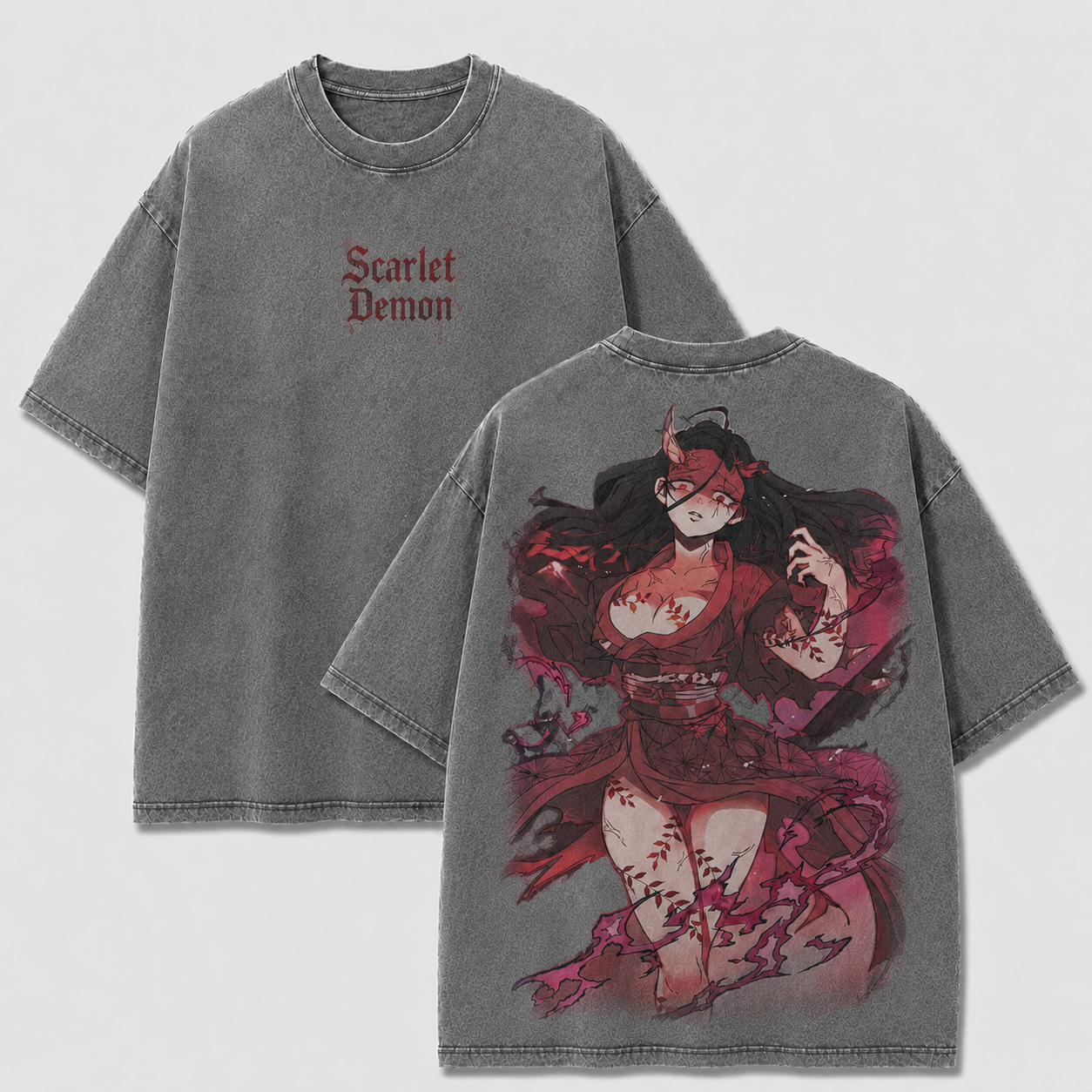 Scarlet Horned Demon Vintage Washed Graphic Tee