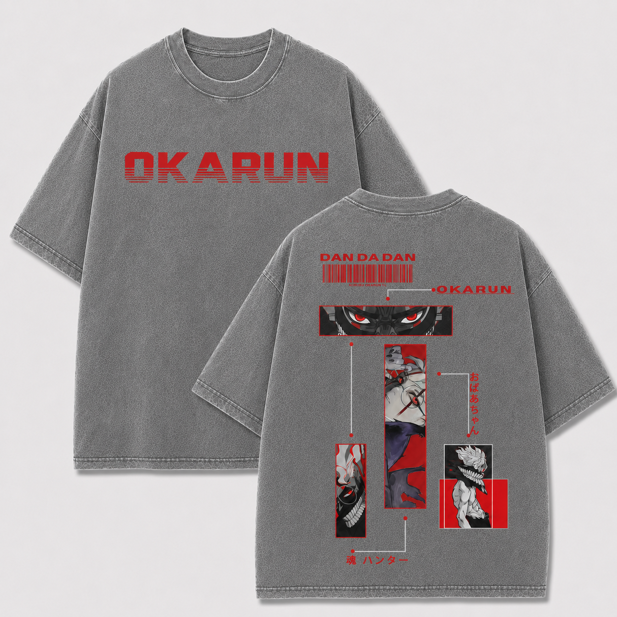Oversized Streetwear Graphic Tee – Barcode Panel Character Print