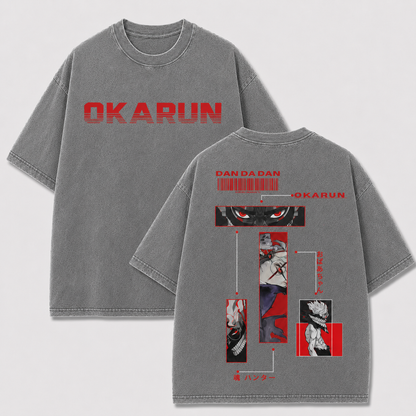 Oversized Streetwear Graphic Tee – Barcode Panel Character Print