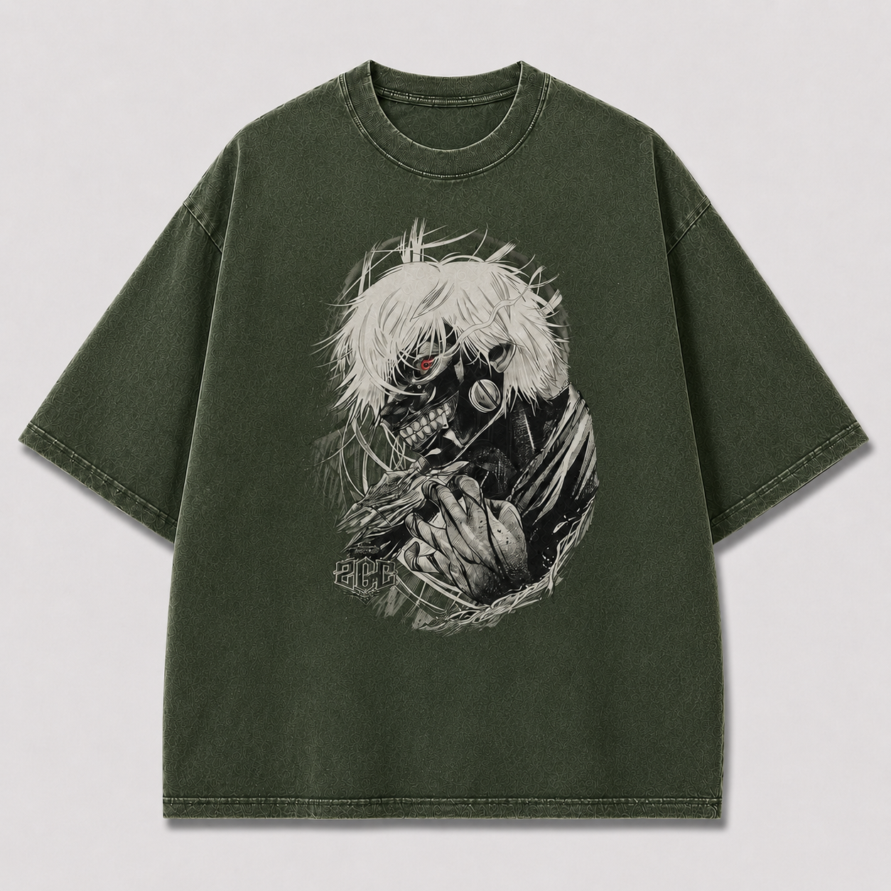 Oversized Masked Antihero Sketch Graphic Tee – Monochrome Streetwear Shirt