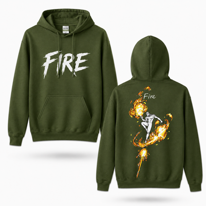 Oversized Streetwear Graphic Hoodie – Flame Silhouette Art Print