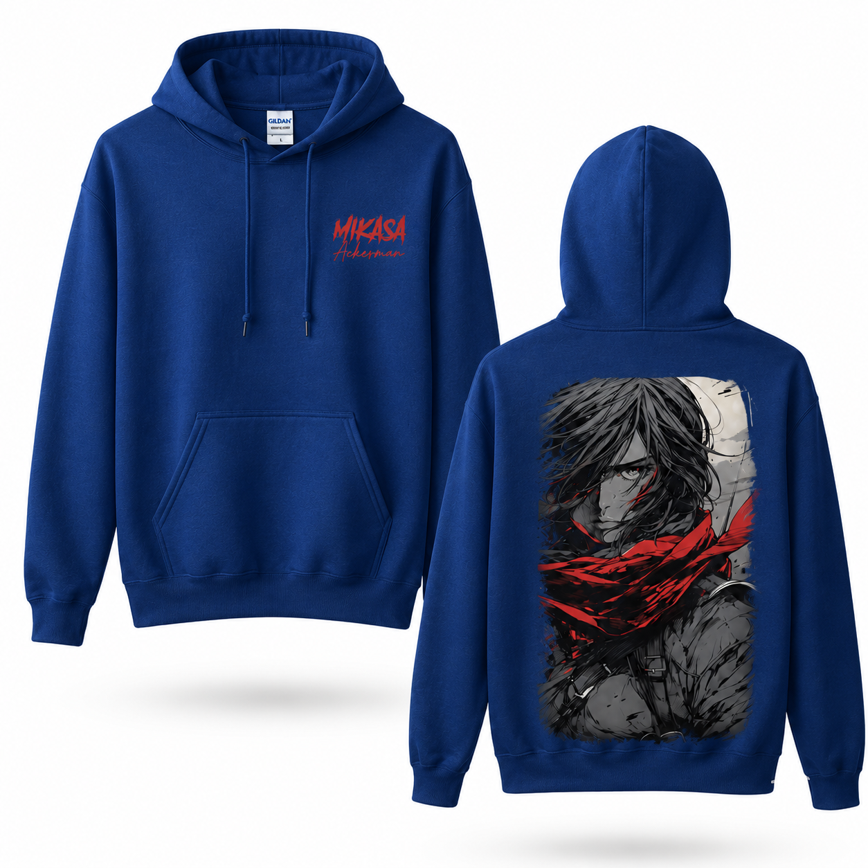 Crimson Scarf Warrior Manga Portrait Graphic Hoodie