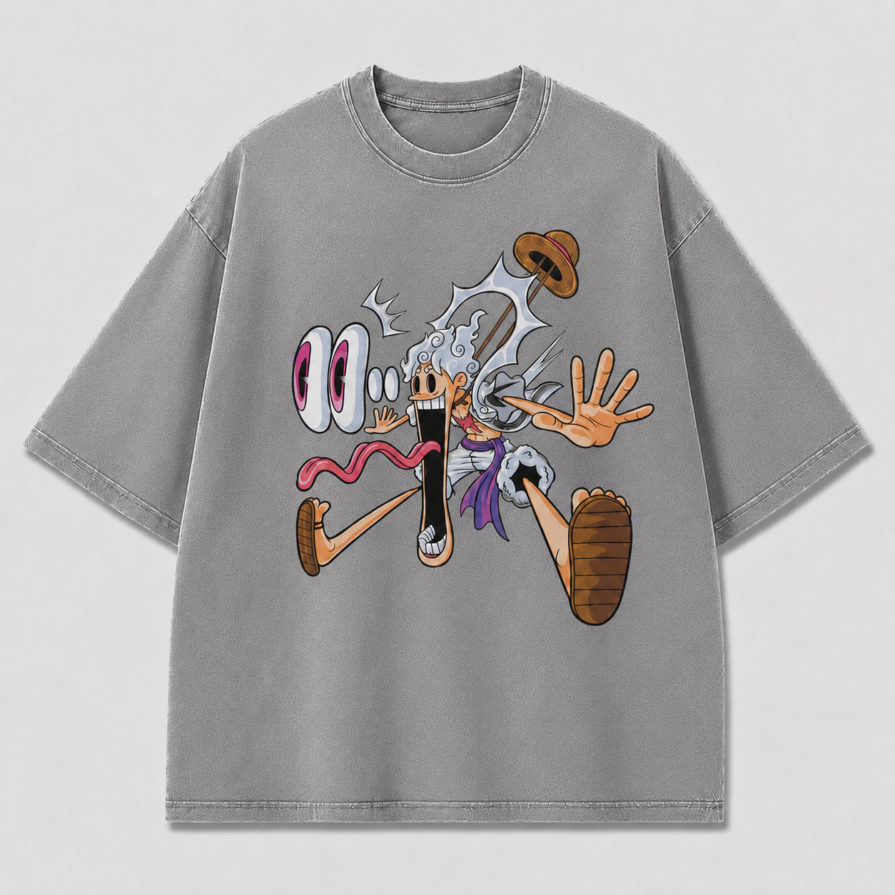 Oversized Streetwear Graphic Tee – Exaggerated Cartoon Stretch Print