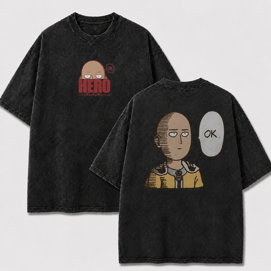 Oversized Streetwear Graphic Tee – Deadpan Hero Speech Bubble Print