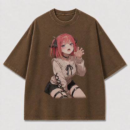 Oversized Graphic Print T-Shirt – Gothic Waifu Streetwear Tee