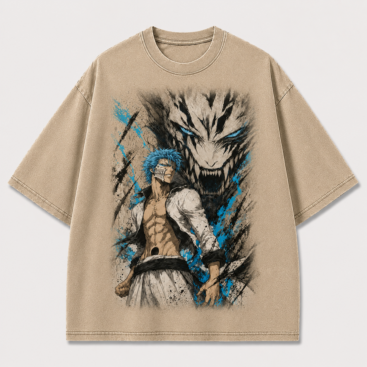 Oversized Streetwear Graphic Tee – Fanged Beast Shadow Print