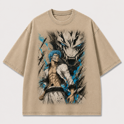 Oversized Streetwear Graphic Tee – Fanged Beast Shadow Print