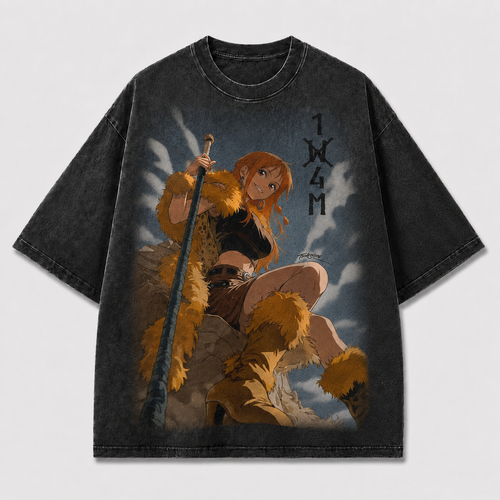 Oversized Streetwear Graphic Tee – Fur Warrior Sky Backdrop Print