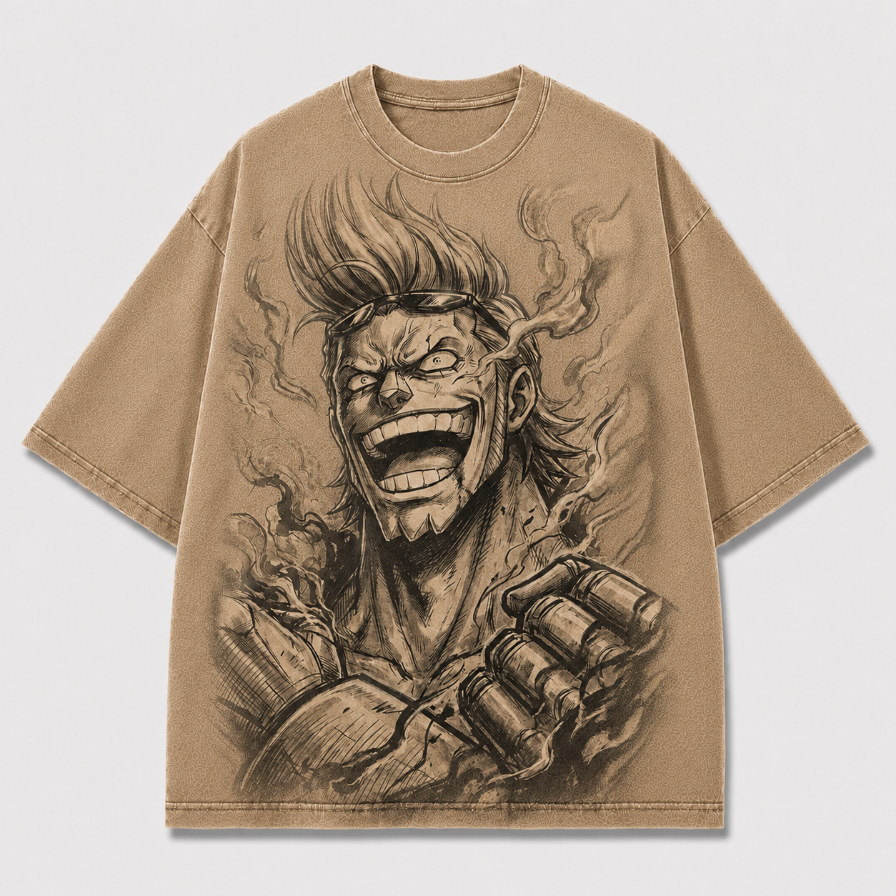 Oversized Streetwear Graphic Tee – Grinning Sketch Portrait Print